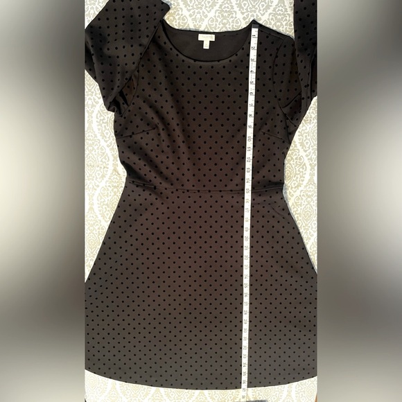 SOLD Talbots Dress Sz 8P Black Texture Dot Fit Flare 3/4 Sleeves Preppy Career - Picture 9 of 13